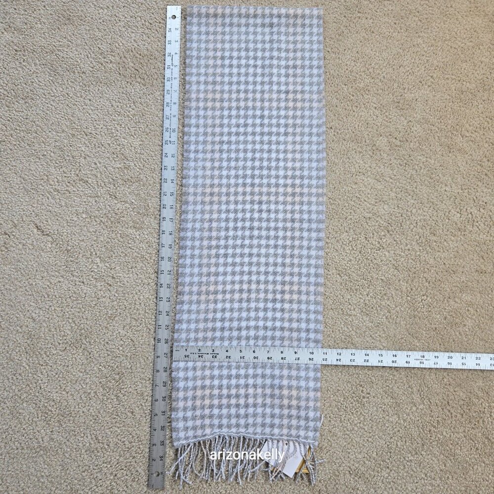 NWT Wool & Cashmere Houndstooth Scarf Belle France - Picture 6 of 8